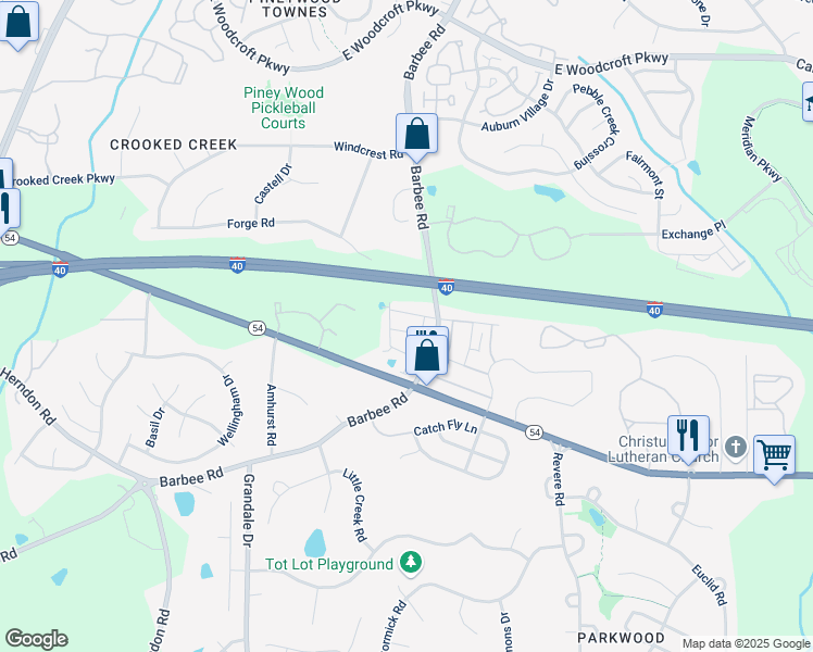 map of restaurants, bars, coffee shops, grocery stores, and more near 1000 North Carolina 54 in Durham