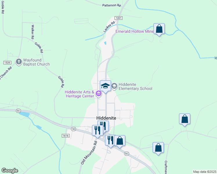 map of restaurants, bars, coffee shops, grocery stores, and more near 374 Sulphur Springs Road in Hiddenite