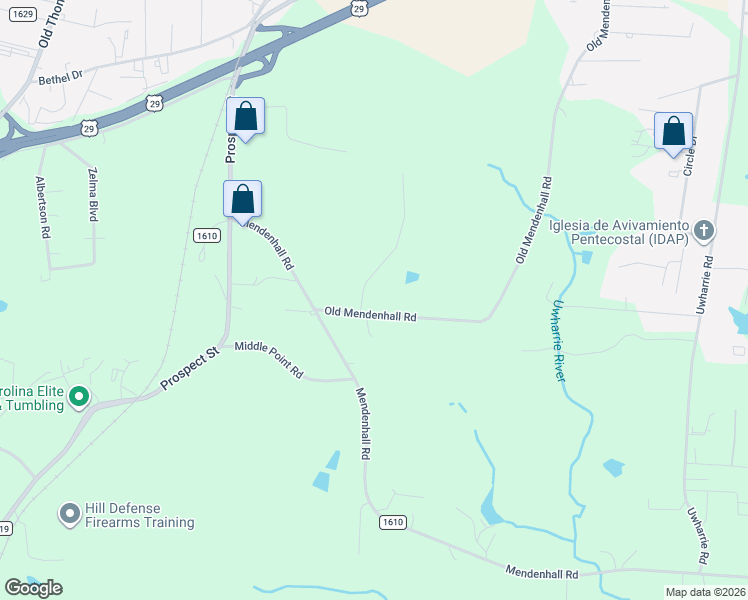 map of restaurants, bars, coffee shops, grocery stores, and more near 5717 Old Mendenhall Road in High Point