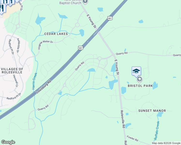 map of restaurants, bars, coffee shops, grocery stores, and more near 1006 Rolesville Road in Rolesville