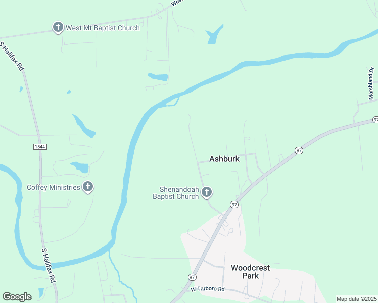 map of restaurants, bars, coffee shops, grocery stores, and more near 3608 Shenandoah Drive in Rocky Mount