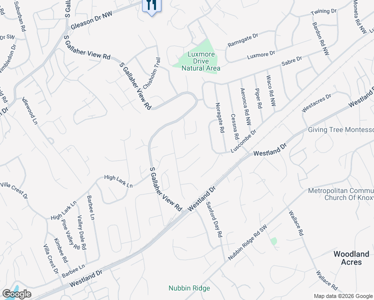 map of restaurants, bars, coffee shops, grocery stores, and more near 8148 Faircrest Lane in Knoxville