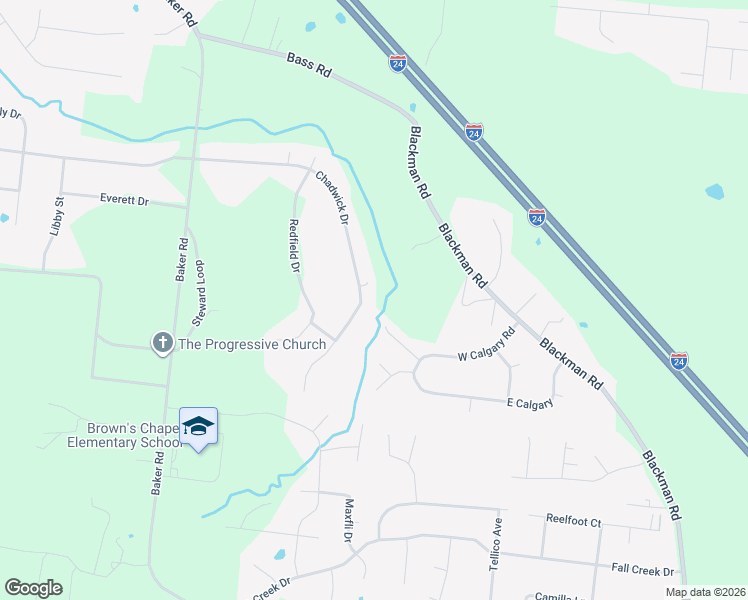map of restaurants, bars, coffee shops, grocery stores, and more near 7542 Chadwick Drive in Murfreesboro