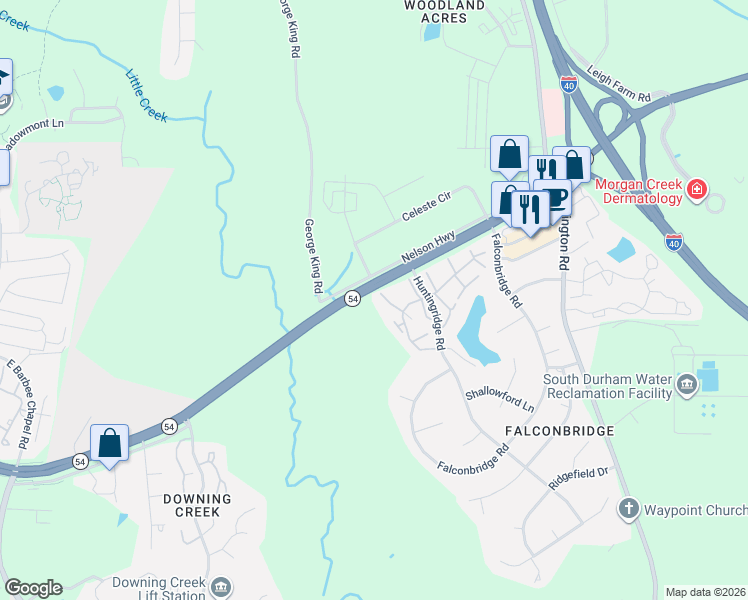 map of restaurants, bars, coffee shops, grocery stores, and more near 19 Vauxhall Place in Chapel Hill