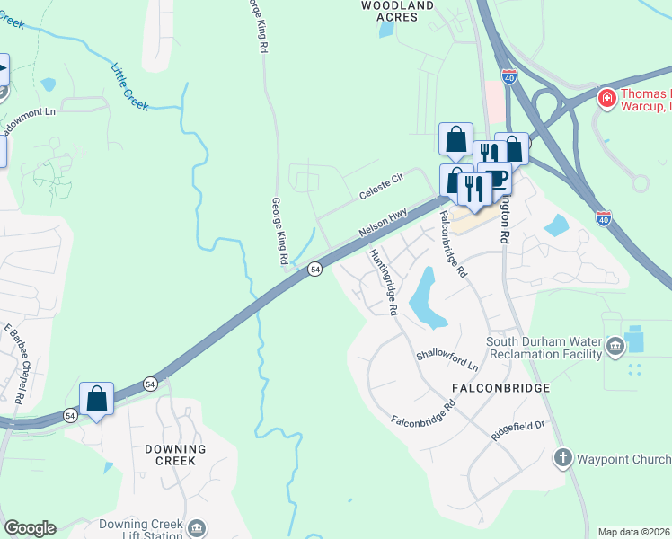 map of restaurants, bars, coffee shops, grocery stores, and more near 13 Vauxhall Place in Chapel Hill