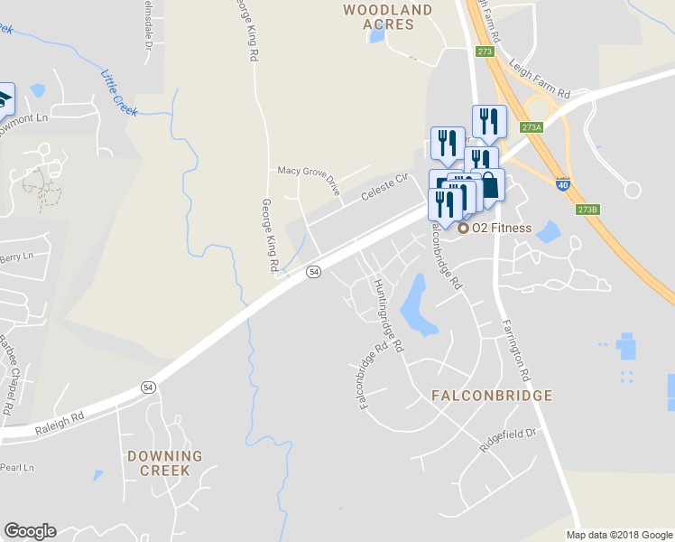map of restaurants, bars, coffee shops, grocery stores, and more near 8 Vauxhall Place in Chapel Hill