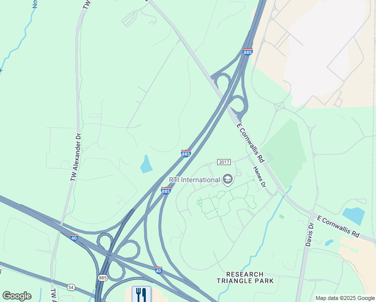 map of restaurants, bars, coffee shops, grocery stores, and more near Durham Freeway in Durham County