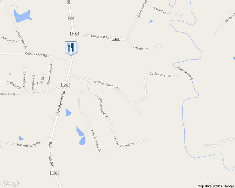 map of restaurants, bars, coffee shops, grocery stores, and more near 324 Deerfield Country Road in Randleman