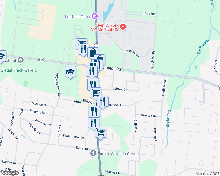 map of restaurants, bars, coffee shops, grocery stores, and more near 3347 Jackson Road in Murfreesboro
