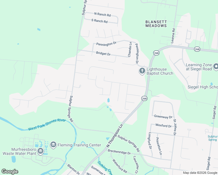 map of restaurants, bars, coffee shops, grocery stores, and more near 3032 Fallswood Drive in Murfreesboro