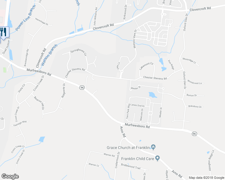 map of restaurants, bars, coffee shops, grocery stores, and more near 160 Chester Stevens Road in Franklin