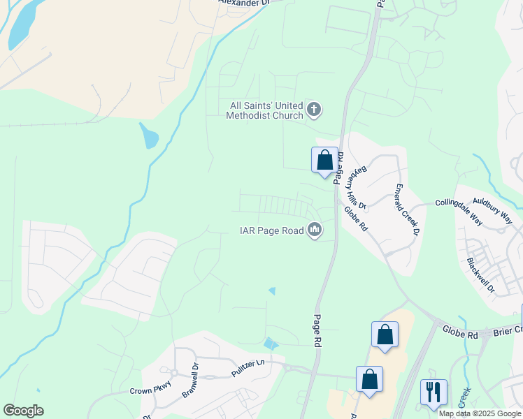 map of restaurants, bars, coffee shops, grocery stores, and more near 3016 Page Road in Morrisville