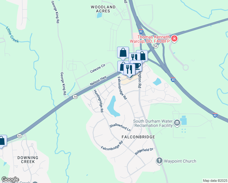 map of restaurants, bars, coffee shops, grocery stores, and more near 13 Weybridge Pl in Chapel Hill