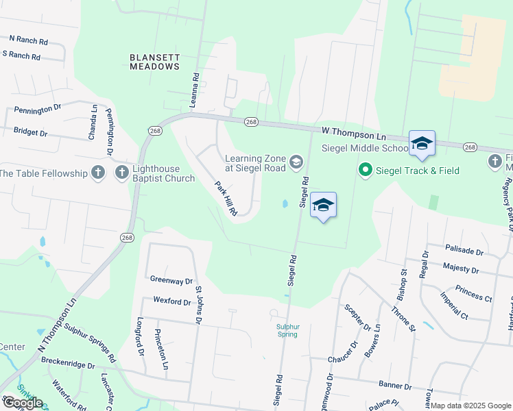 map of restaurants, bars, coffee shops, grocery stores, and more near 3131 Park Hill Road in Murfreesboro