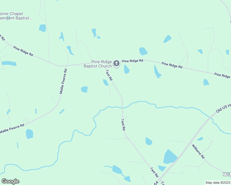 map of restaurants, bars, coffee shops, grocery stores, and more near Tant Road in Spring Hope