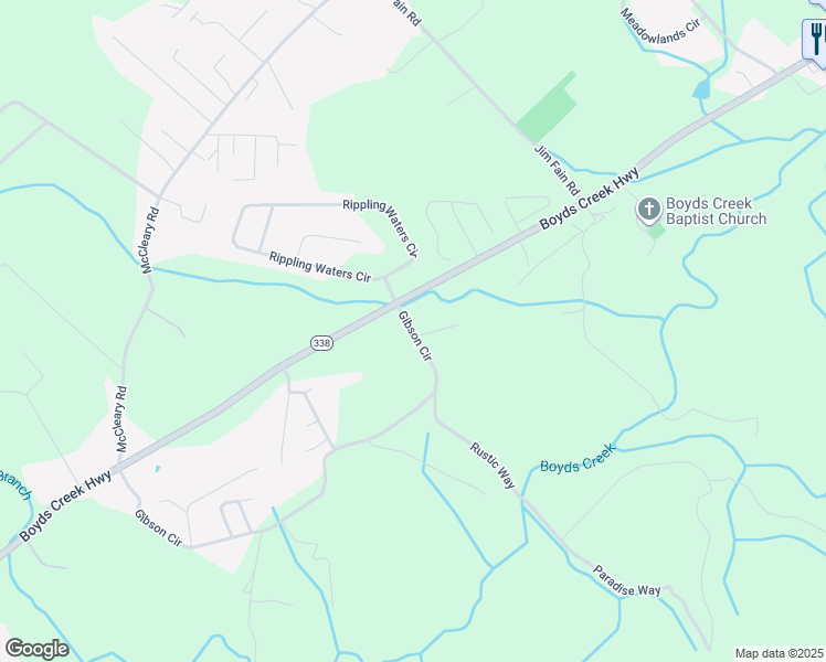 map of restaurants, bars, coffee shops, grocery stores, and more near 2215 Gibson Circle in Sevierville