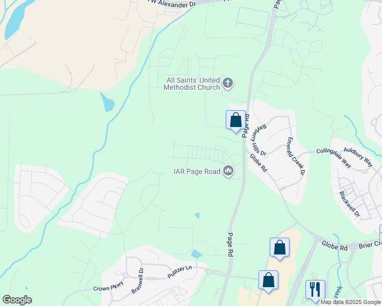 map of restaurants, bars, coffee shops, grocery stores, and more near 3016 Page Road in Morrisville