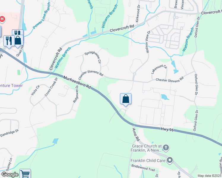 map of restaurants, bars, coffee shops, grocery stores, and more near 4100 Murfreesboro Road in Franklin
