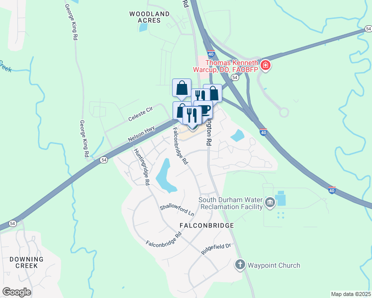 map of restaurants, bars, coffee shops, grocery stores, and more near 2230 Farmington Drive in Chapel Hill