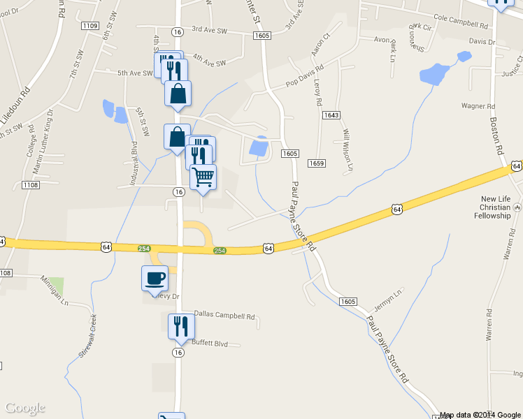 map of restaurants, bars, coffee shops, grocery stores, and more near 1168 Paul Payne Store Road in Taylorsville