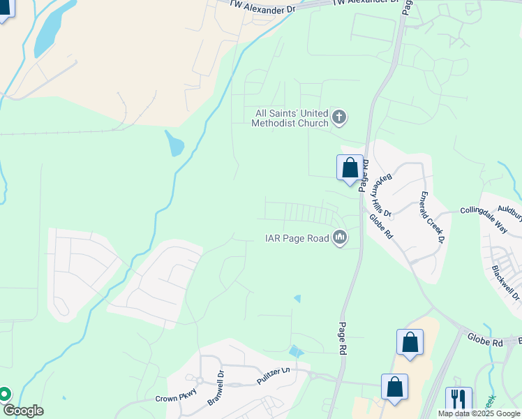 map of restaurants, bars, coffee shops, grocery stores, and more near Atticus Way in Durham