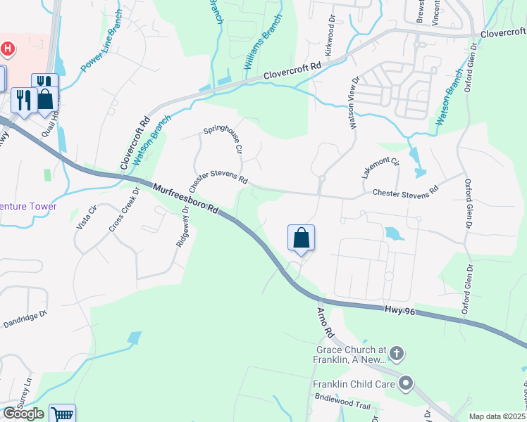map of restaurants, bars, coffee shops, grocery stores, and more near 4100 Murfreesboro Road in Franklin