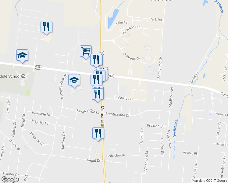 map of restaurants, bars, coffee shops, grocery stores, and more near 3347 Jackson Road in Murfreesboro