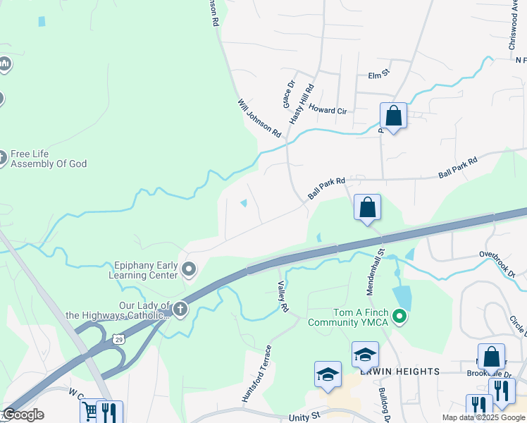 map of restaurants, bars, coffee shops, grocery stores, and more near 2 Collin Lane in Thomasville