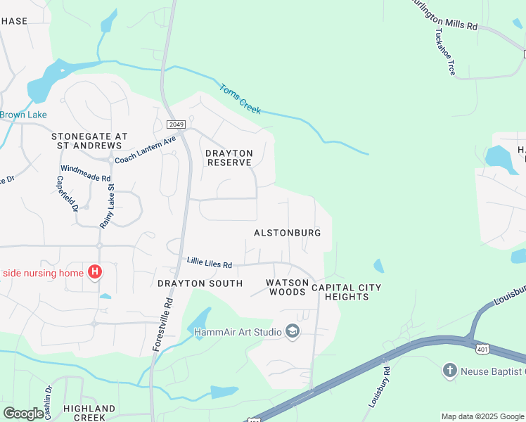 map of restaurants, bars, coffee shops, grocery stores, and more near 2312 Alstonburg Avenue in Wake Forest