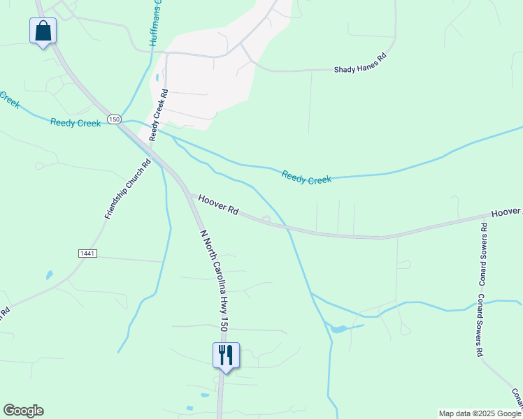 map of restaurants, bars, coffee shops, grocery stores, and more near 2542 Hoover Road in Lexington