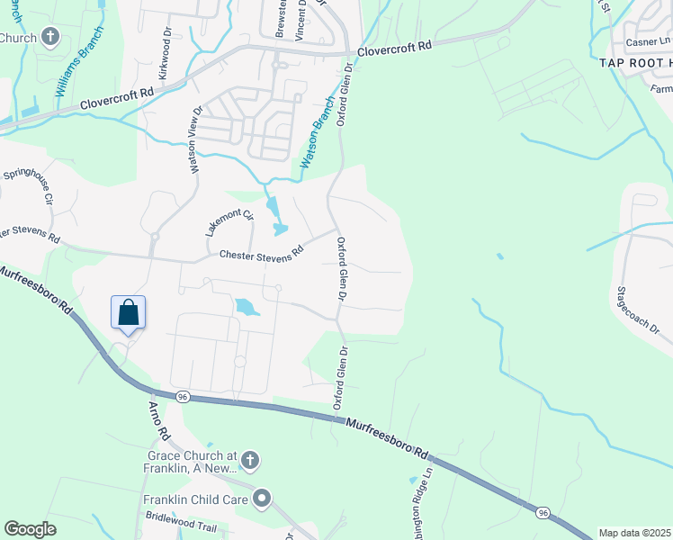 map of restaurants, bars, coffee shops, grocery stores, and more near 201 Woodcrest Court in Franklin