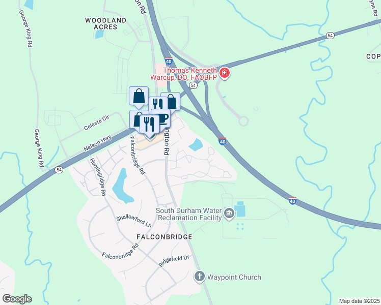 map of restaurants, bars, coffee shops, grocery stores, and more near 6123 Farrington Road in Chapel Hill