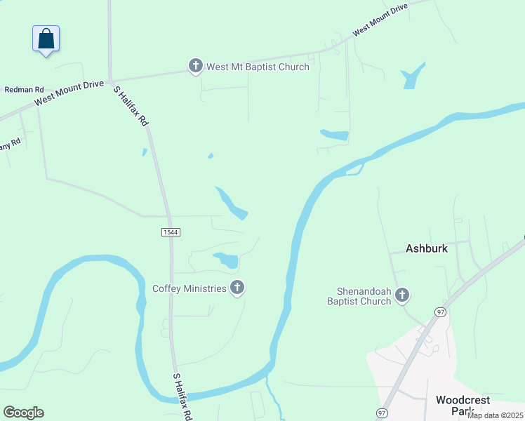 map of restaurants, bars, coffee shops, grocery stores, and more near 4367 South Halifax Road in Rocky Mount