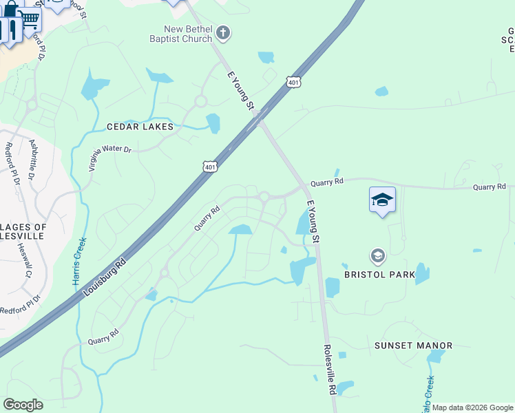 map of restaurants, bars, coffee shops, grocery stores, and more near in Rolesville