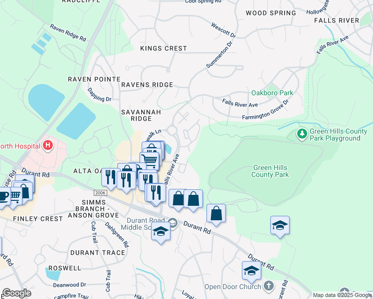 map of restaurants, bars, coffee shops, grocery stores, and more near 10350 Sugarberry Court in Raleigh
