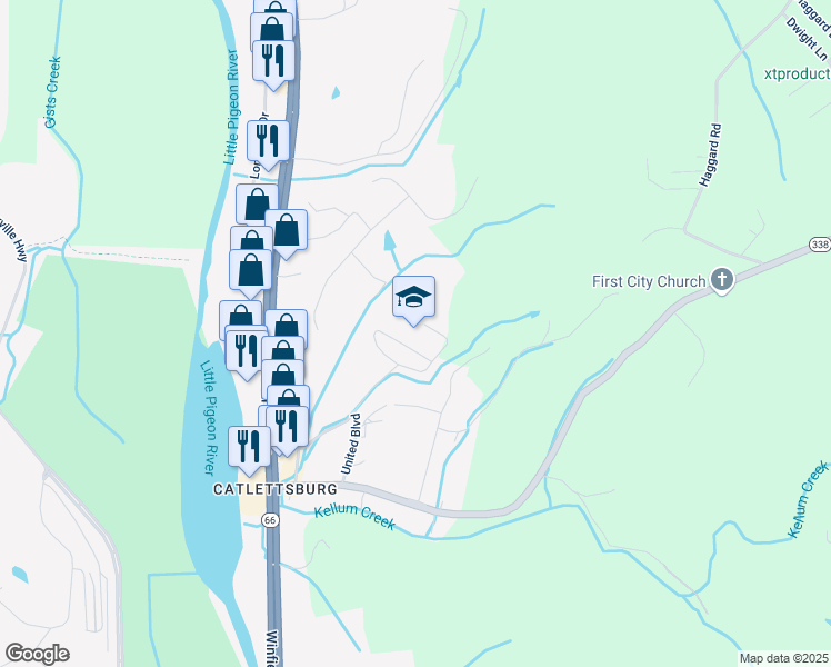 map of restaurants, bars, coffee shops, grocery stores, and more near 1409 Catlettsburg Road in Sevierville