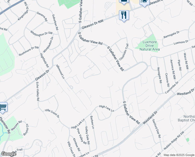 map of restaurants, bars, coffee shops, grocery stores, and more near 651 Rain Forest Road in Knoxville