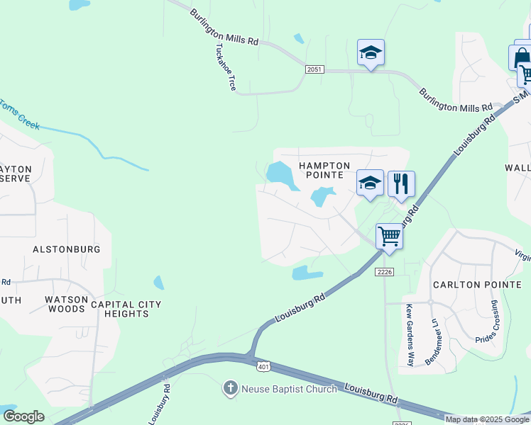 map of restaurants, bars, coffee shops, grocery stores, and more near 4728 Lonnie Drive in Rolesville