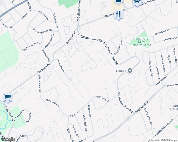 map of restaurants, bars, coffee shops, grocery stores, and more near 670 Rain Forest Road in Knoxville