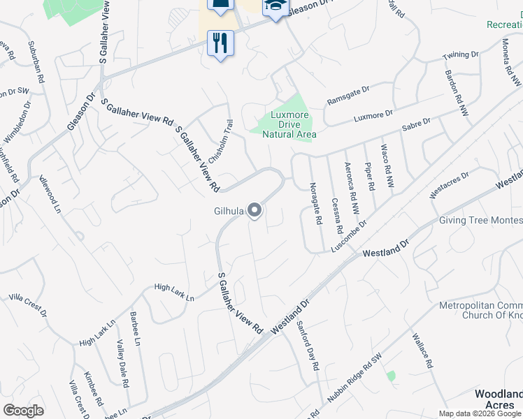 map of restaurants, bars, coffee shops, grocery stores, and more near 724 South Gallaher View Road in Knoxville