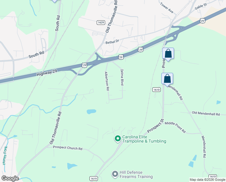 map of restaurants, bars, coffee shops, grocery stores, and more near 5624 Albertson Road in Archdale