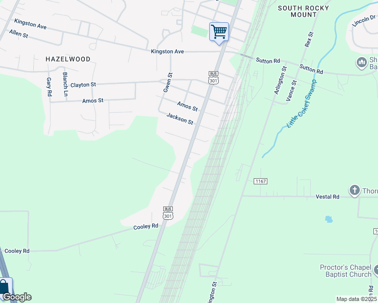 map of restaurants, bars, coffee shops, grocery stores, and more near Munn Street in Rocky Mount