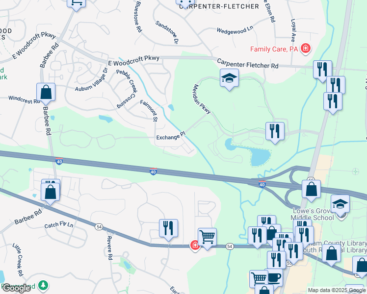 map of restaurants, bars, coffee shops, grocery stores, and more near 1226 Metropolitan Drive in Durham