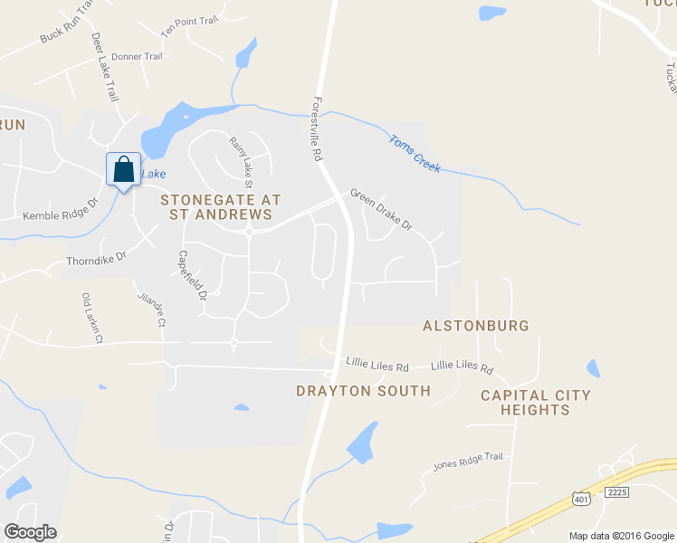 map of restaurants, bars, coffee shops, grocery stores, and more near 2416 Everstone Road in Wake Forest
