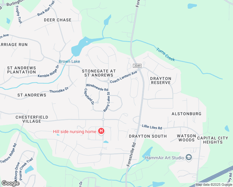 map of restaurants, bars, coffee shops, grocery stores, and more near 3617 Willow Stone Lane in Wake Forest