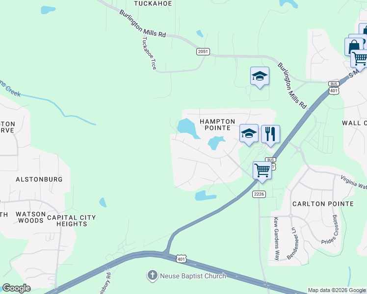 map of restaurants, bars, coffee shops, grocery stores, and more near 927 Pristinee Lane in Rolesville