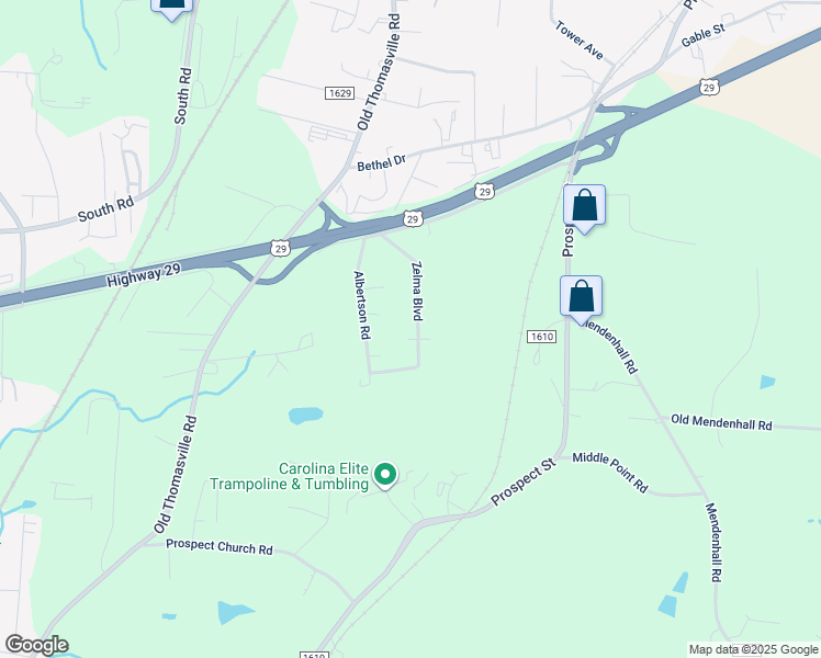 map of restaurants, bars, coffee shops, grocery stores, and more near 5751 Zelma Boulevard in Archdale