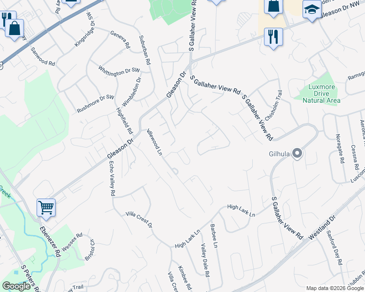 map of restaurants, bars, coffee shops, grocery stores, and more near 8605 Ashbourne Way in Knoxville