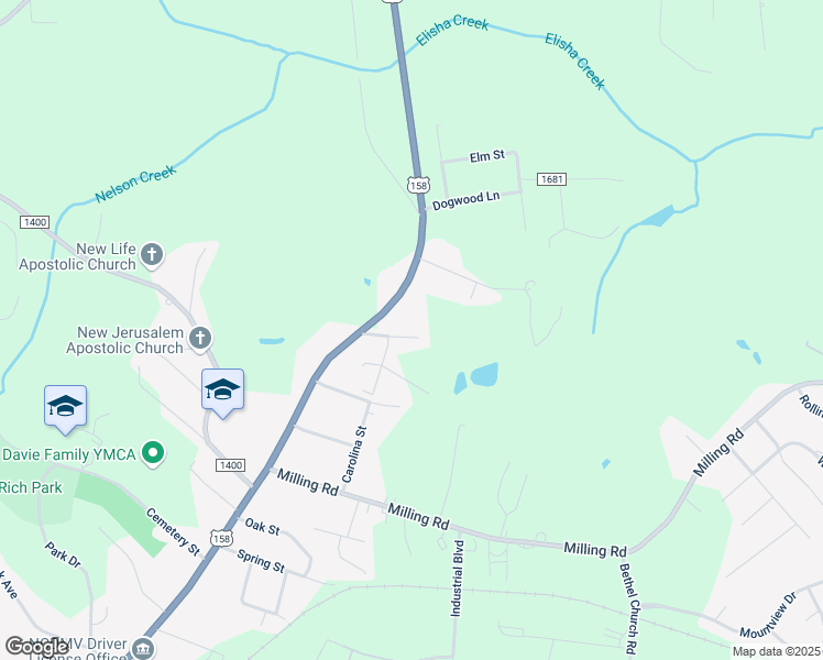 map of restaurants, bars, coffee shops, grocery stores, and more near 1424 North Main Street in Mocksville