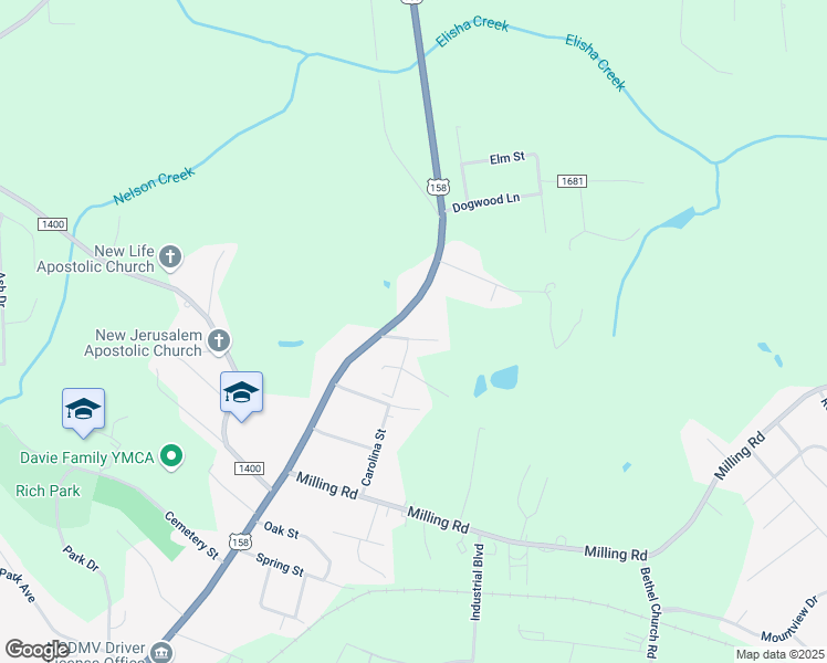 map of restaurants, bars, coffee shops, grocery stores, and more near 1424 North Main Street in Mocksville